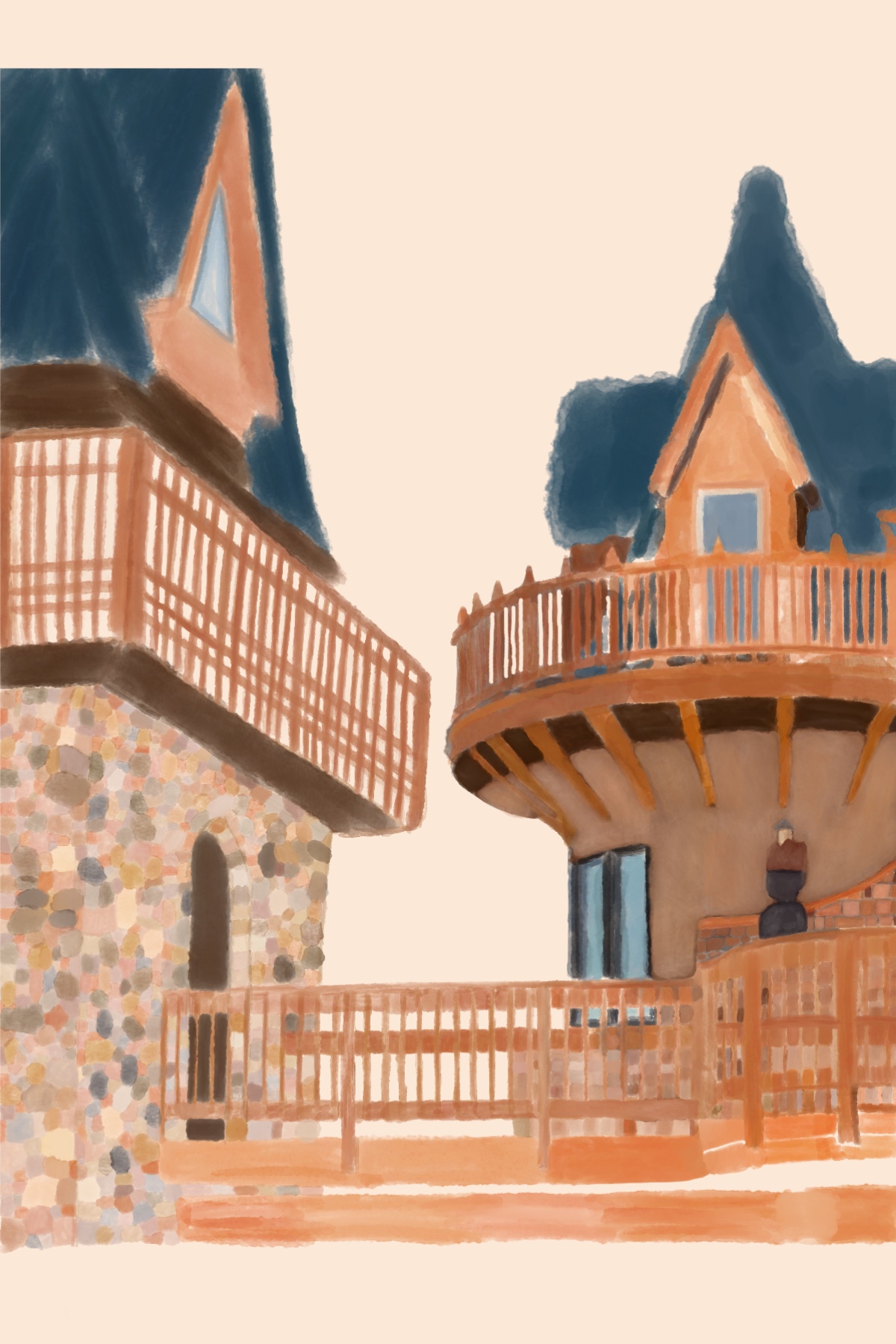 Handrawn castle artwork by Andrea Rivera
